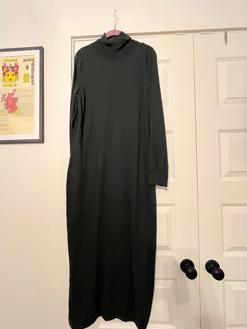 Long dark green Turtleneck Maxi Dress - Classic Women’s Dress